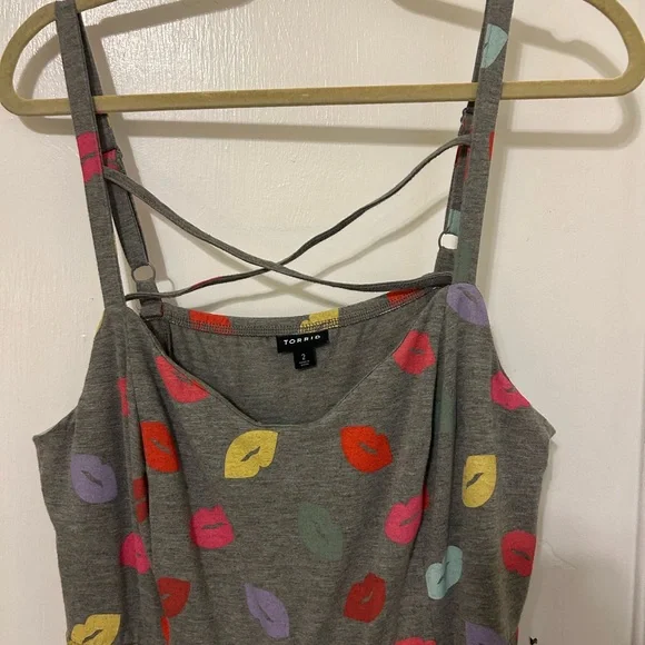 Torrid Multicolor Lip Print Maxi Dress - Picture 3 of 6